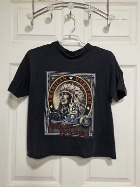 Vintage 1992 Harley Davidson American Heritage TShirt L New Mexico Biker Cropped